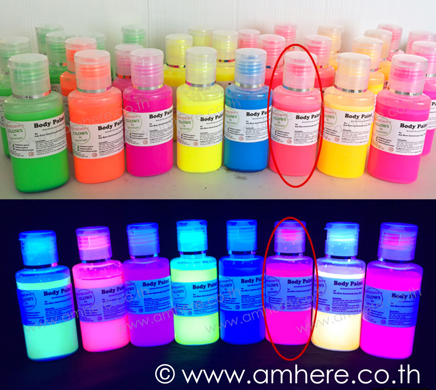 Fluo Body Paint (neon RED) 60ml - สีเพ้นท์ตัวฟลูออเรสเซ้นท์สีแดง (เรืองแสงในไฟ blacklight)