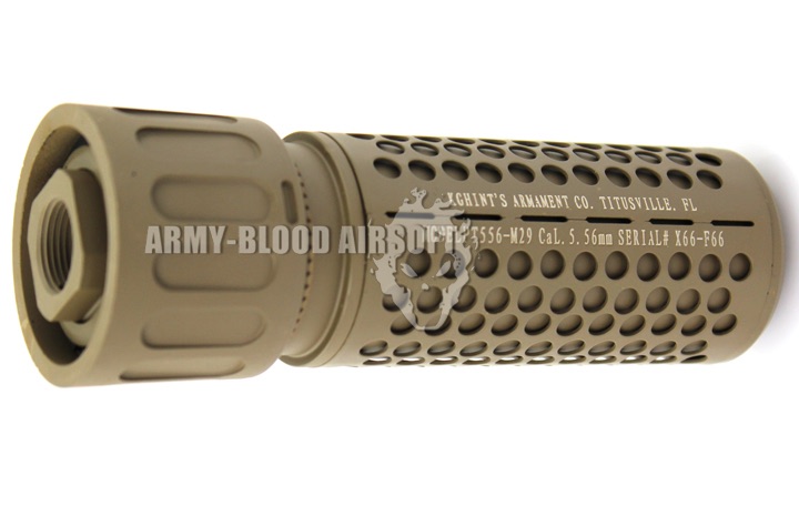 Knight's Armament QDC CQB Barrel Extension KAC 556 QDC CQB Airsoft Dummy Quick Detach Suppressor (CQB Length,DE)