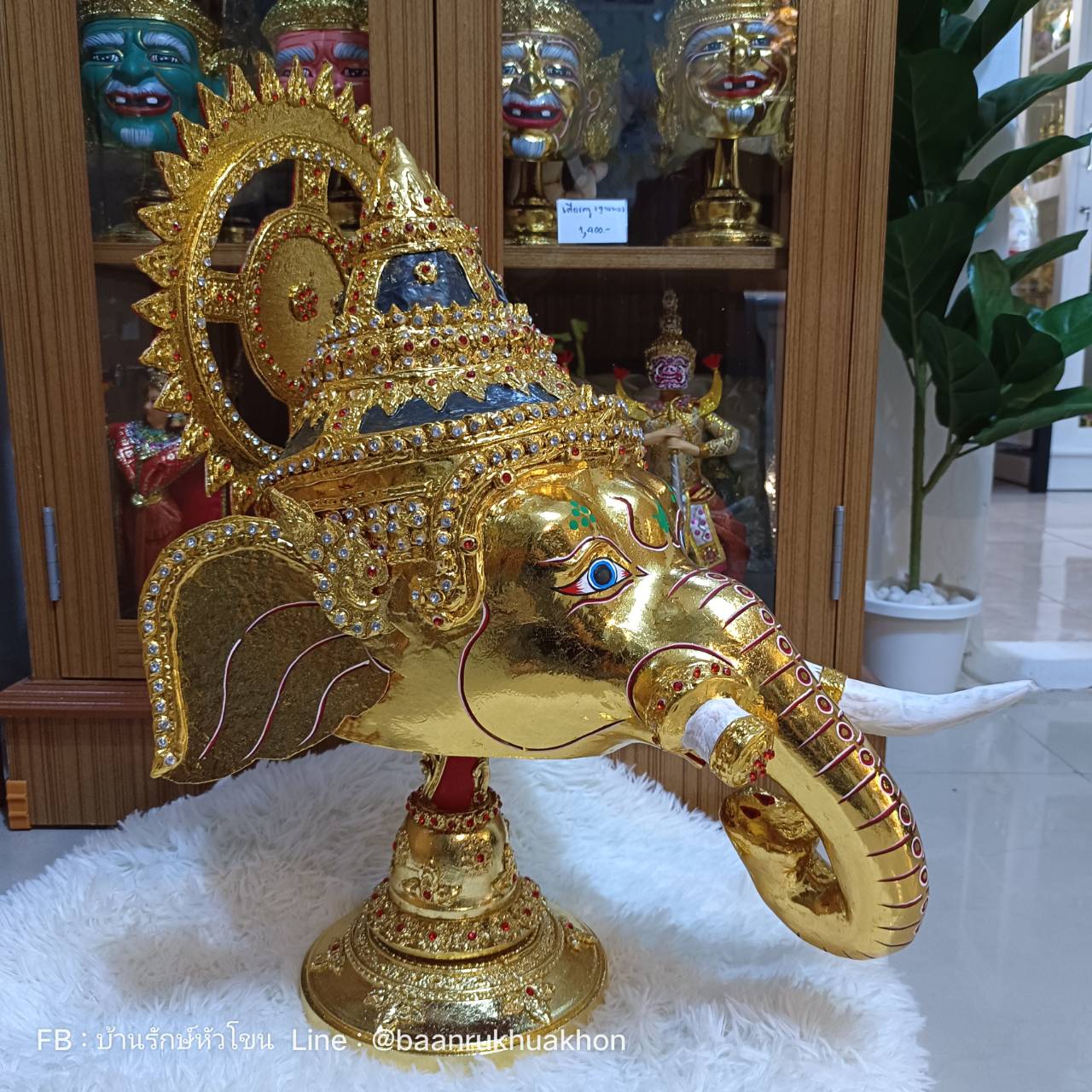 เศียรครู พระพิฆเนศ (หน้าทอง) ขนาดครอบ