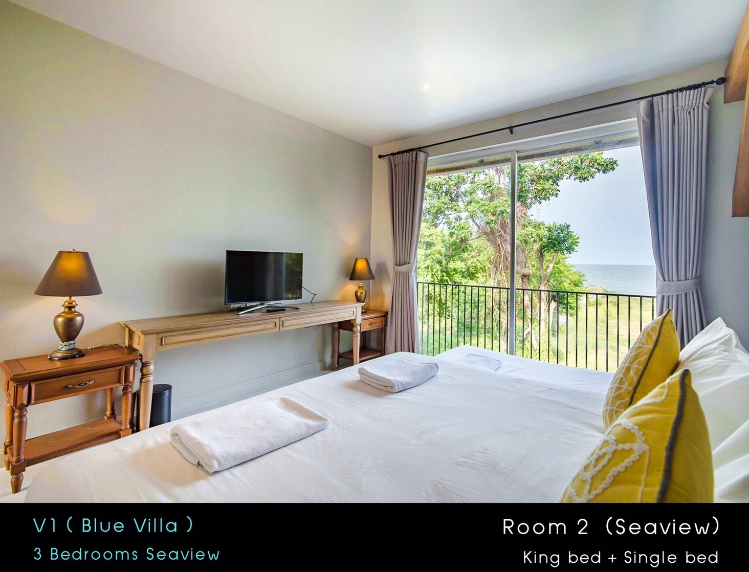 HR15019 บ้านพักหัวหิน บ้านทัศคานี บีช วิลล่า 1 ( Blue 3Bed Sea View )