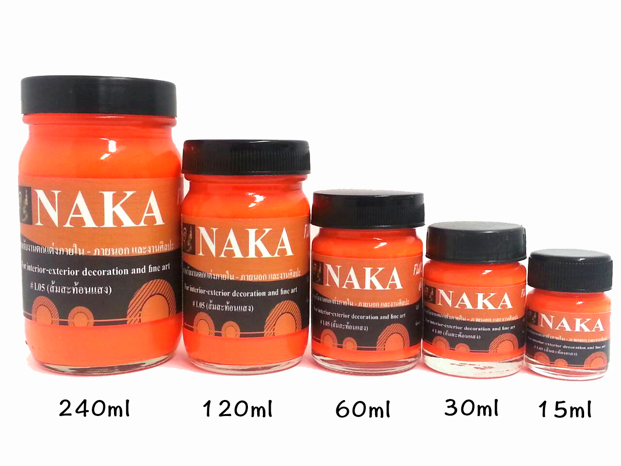 L05 สีส้มอะคริลิคสะท้อนแสง 15ml