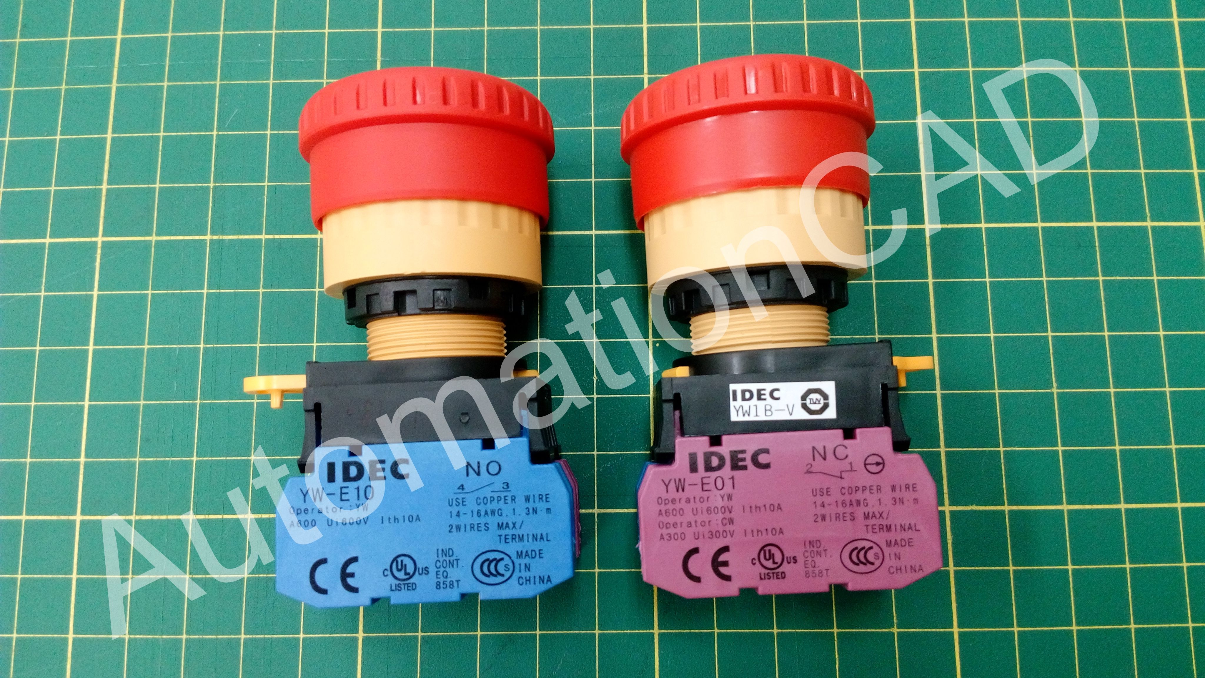 ปุ่มกด Emergency 1NO 1NC IDEC สวิตซ์กดล็อกหัวเห็ด รู 22 mm