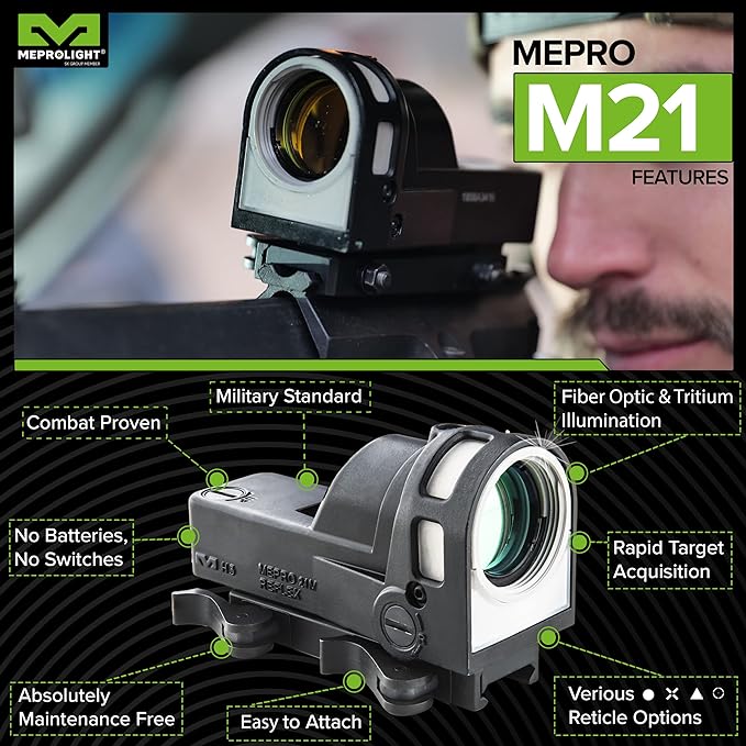 New.ดอท ทรง Mepro รุ่น M21 (M21 Self Illuminated Reflex Sight) สีดำ