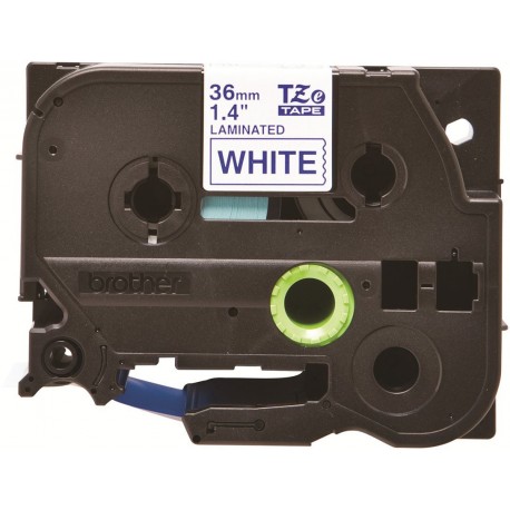 เทปพิมพ์อักษร TZE-263 ขนาด 36 มม. อักษรสีน้ำเงินพื้นขาว แบบเคลือบพลาสติก Brother