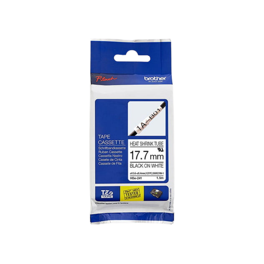 ท่อหดพิมพ์อักษร BROTHER อักษรดำพื้นขาว 17.7 mm for Brother Printer - สำหรับสาย Φ5.4-10.6 mm