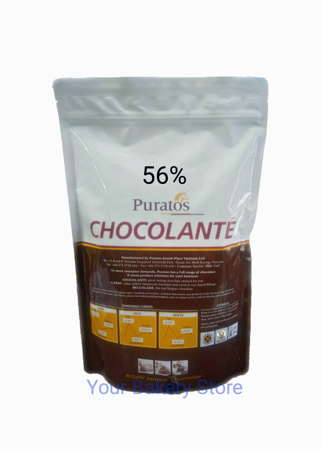 Puratos ดาร์ค ช็อกโกแลต แท้ 56% 1กก