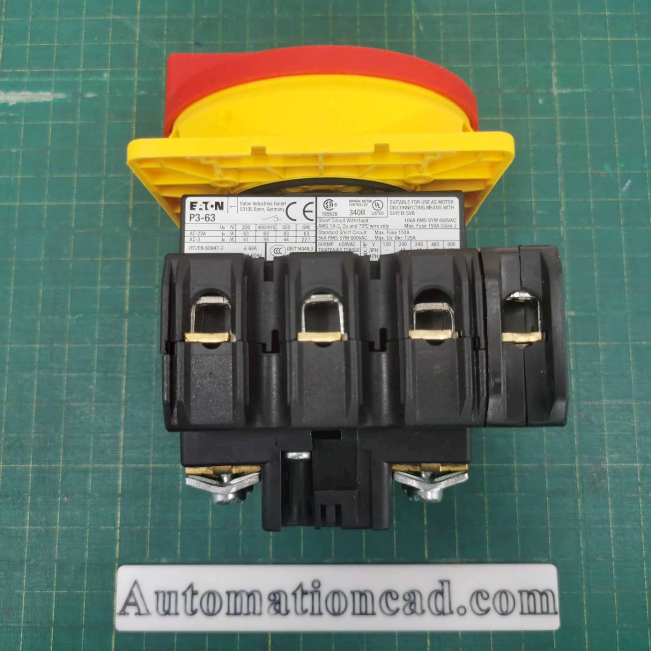 สวิตช์หลัก EATON P3-63/EA/SVB/N 63A 30kW IP65 Main Switch 3P+N Pole Flush Mount Isolator Switch