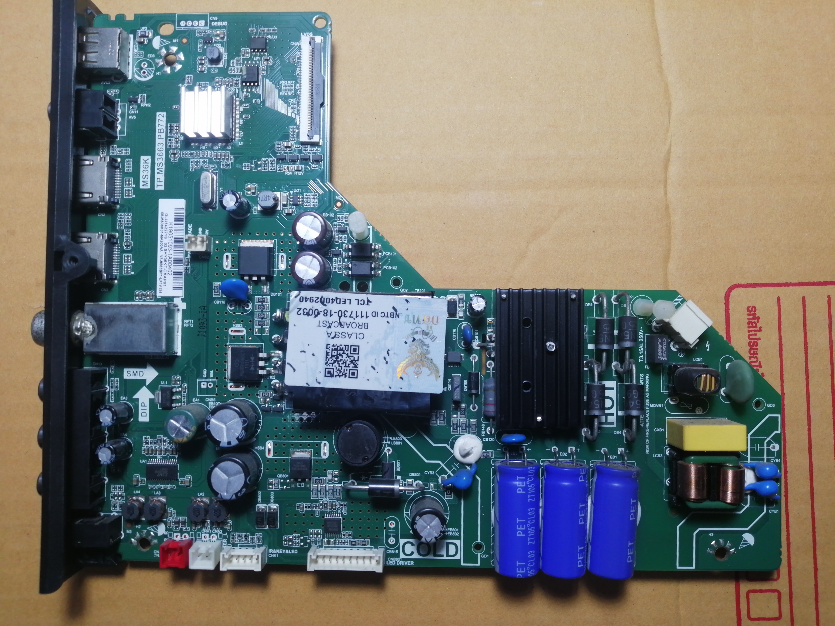 เมนบอร์ดTCL-LED49D2490:MS36K:TP.MS3663.PB772