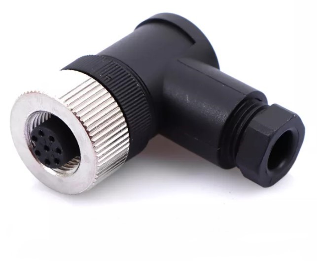 หัวคอนเนคเตอร์ M12 8Pins แบบงอ 90 ํ ตัวเมีย Connector