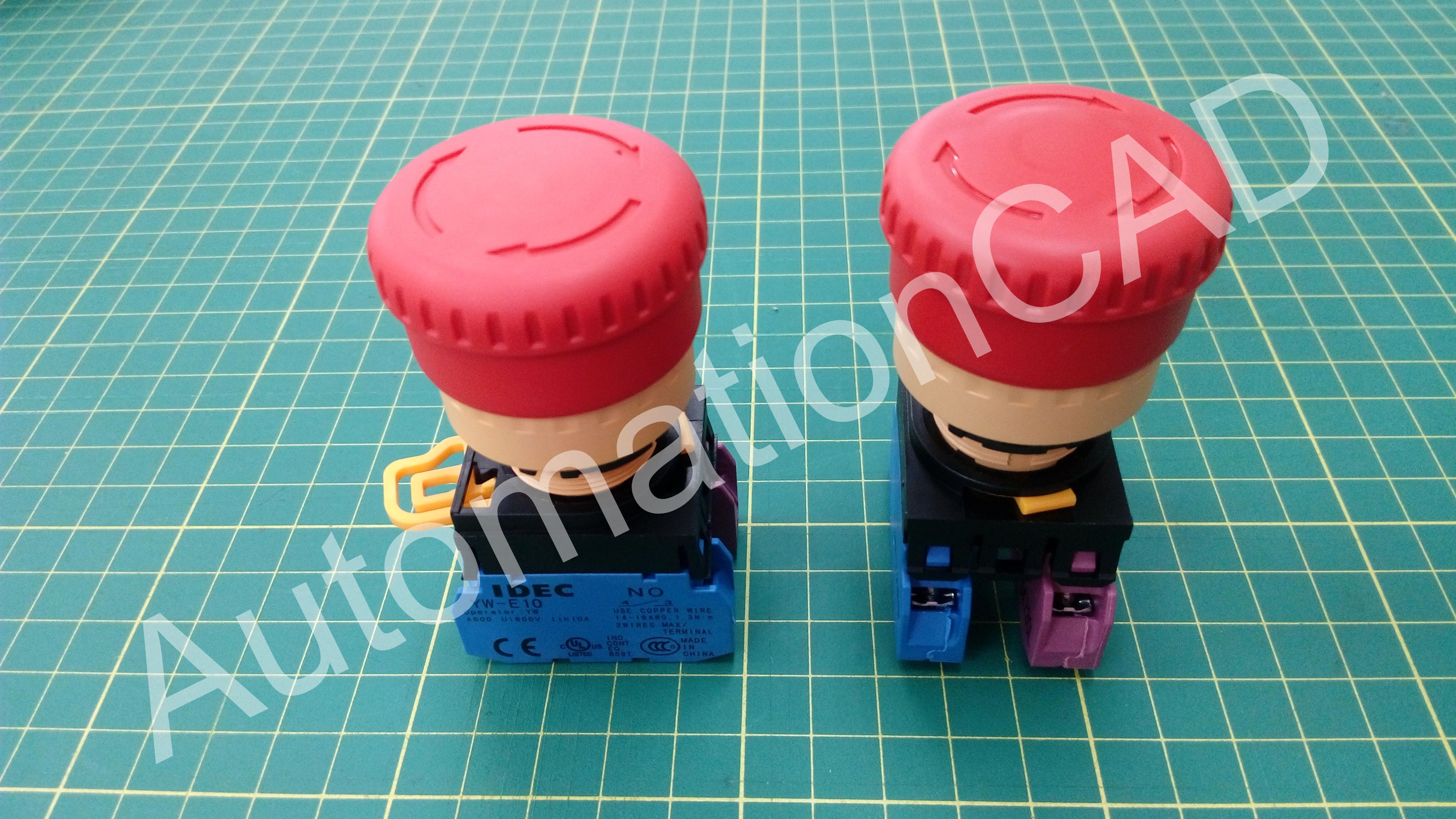 ปุ่มกด Emergency 1NO 1NC IDEC สวิตซ์กดล็อกหัวเห็ด รู 22 mm