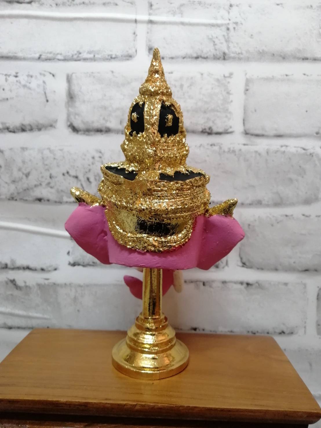 พระพิฆเนศ (สีชมพู) ขนาดกลาง 4 นิ้ว พร้อมฐานปิดทอง