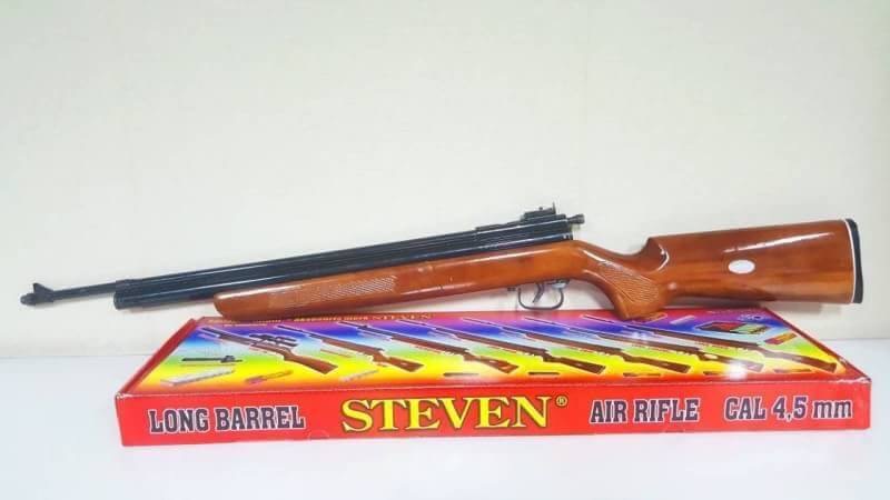 New.ปืนอัดลมปั๊มอินโดSharp River 5.5mm.cal. Slide Pump Air Rifle เบอร์ 2 ✔แรง 600Fps. ✔Body Wood ไม้ ✔Slide Pump 3-9 ครั้ง ✔ป้อนกระสุนทีละนัดยิง ✔ลำกล้อง Barrel 67cm ✔มาพร้อมศูนย์หน้า-หลัง ✔หวังผล 25-35m.ไก