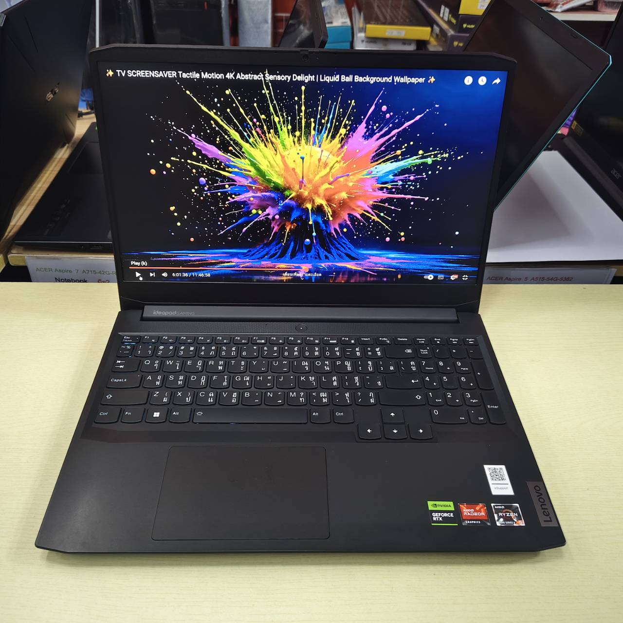 LENOVO Ideapad Gaming 3 15ACH6-82K2027UTA สภาพเครื่อง 88% ติดฟิล์มกันรอยหน้าจอแล้ว ประกันศูนย์ Oniste 8/10/2025