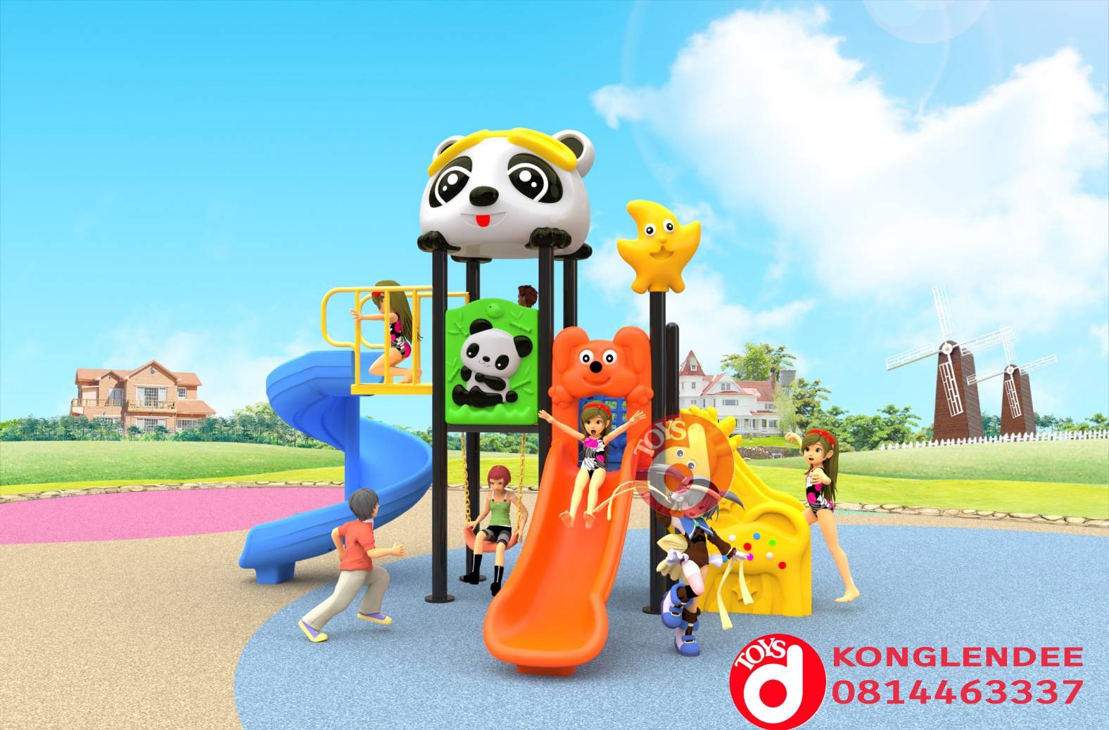 เครื่องเล่นสนาม ชุุดแพนด้าสไลเดอร์วนเล็ก