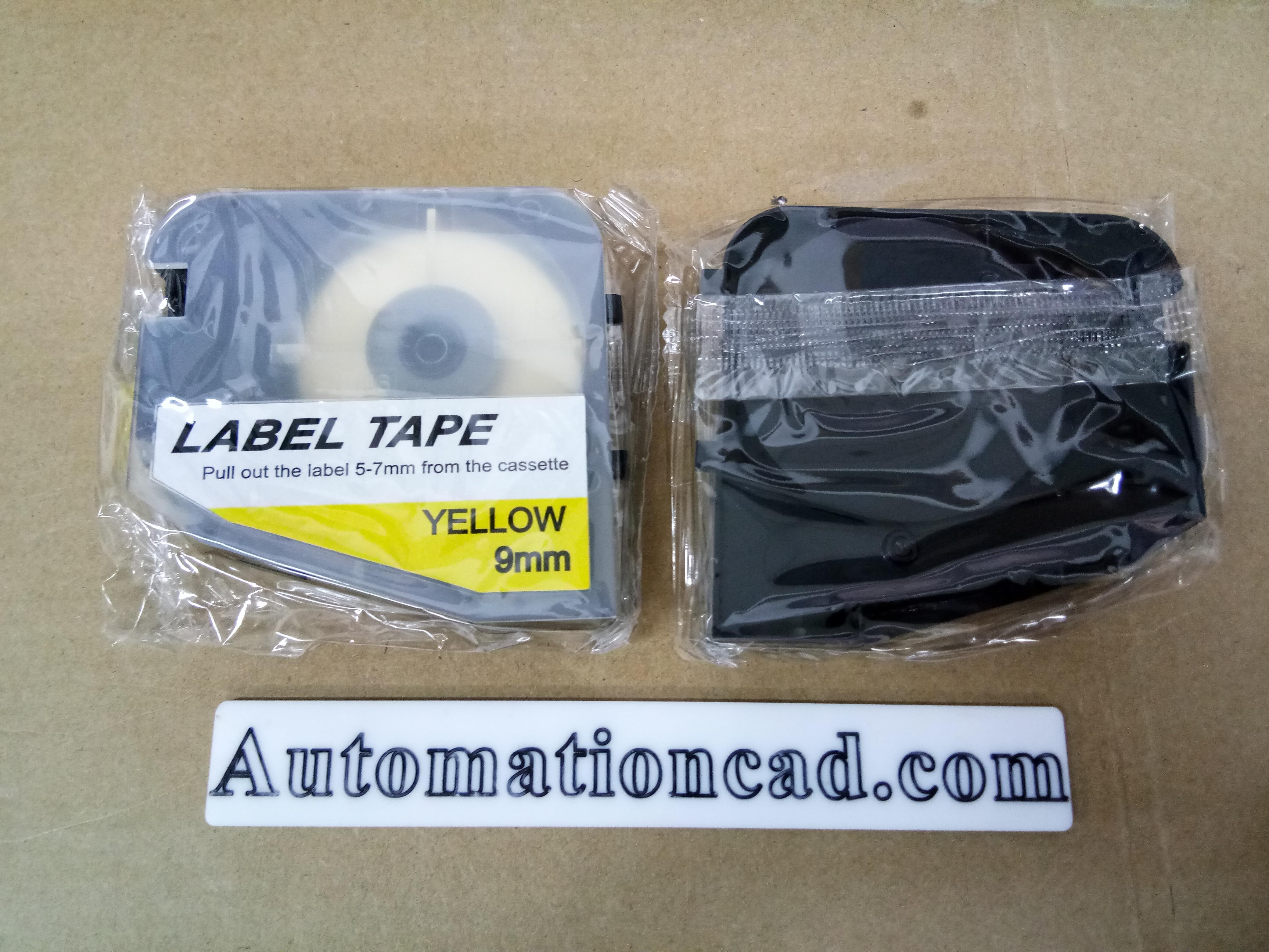 สติ๊กเกอร์ Label เหลือง 9 mm. ใช้กับเครื่องพิมพ์ฮอตมาร์ค L-mark รุ่น LK-320