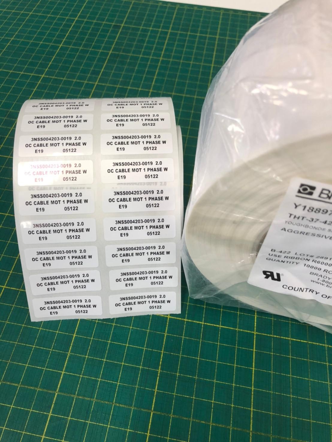 รับพิมพ์สติ๊กเกอร์ BRADY THT-37-422-10 สติ๊กเกอร์ติดสายไฟ (ขั้นต่ำ 100 ดวง)