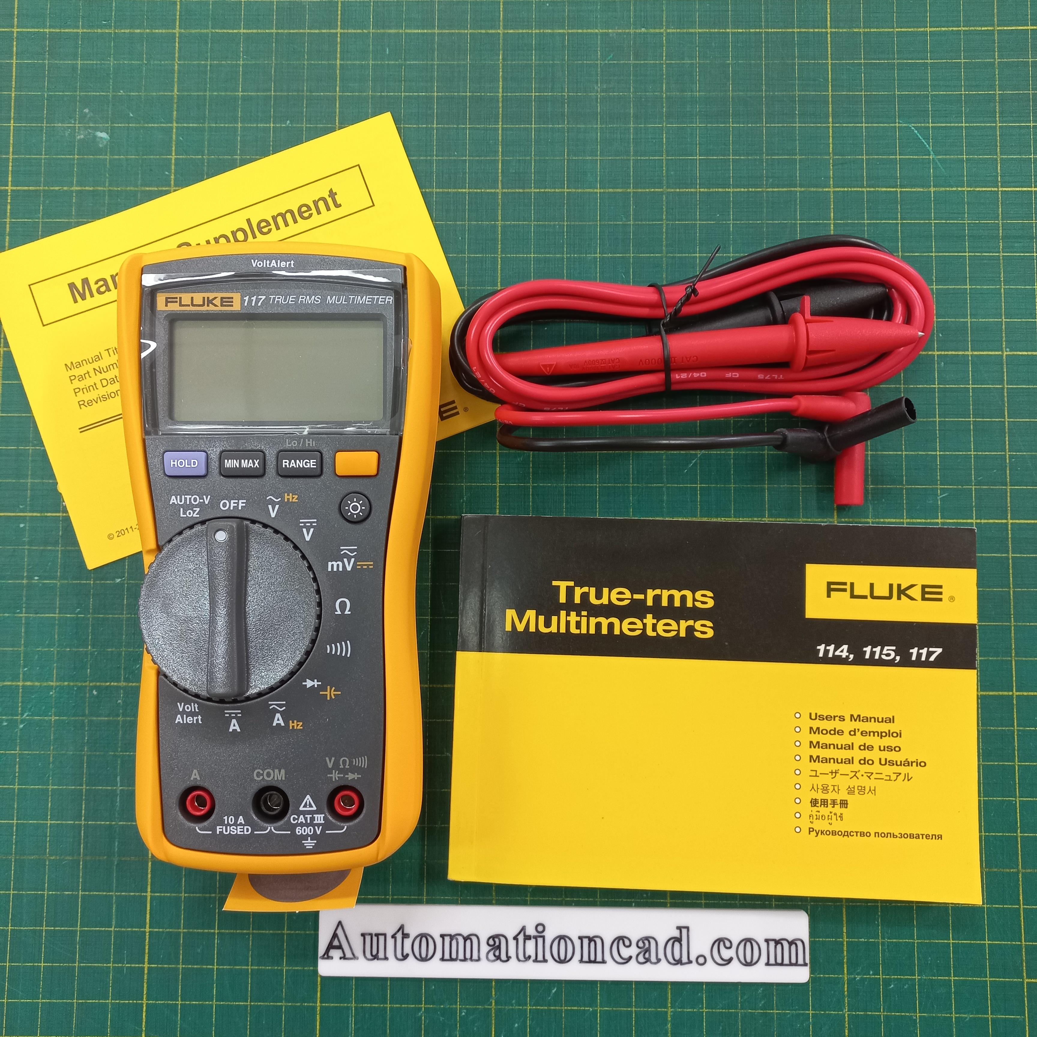 มัลติมิเตอร์ Fluke 117 Digital Multimeters วัดกระแส 0.001-10A แรงดัน 0.06mV - 600V
