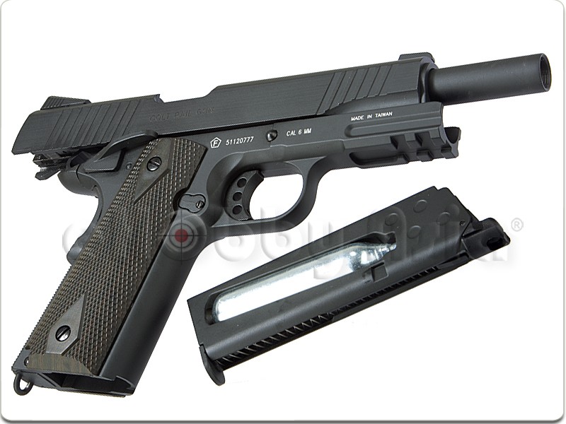 New.CYBERGUN COLT 1911 Rail CO2 GBB Pistol (Black) ราคาพิเศษ