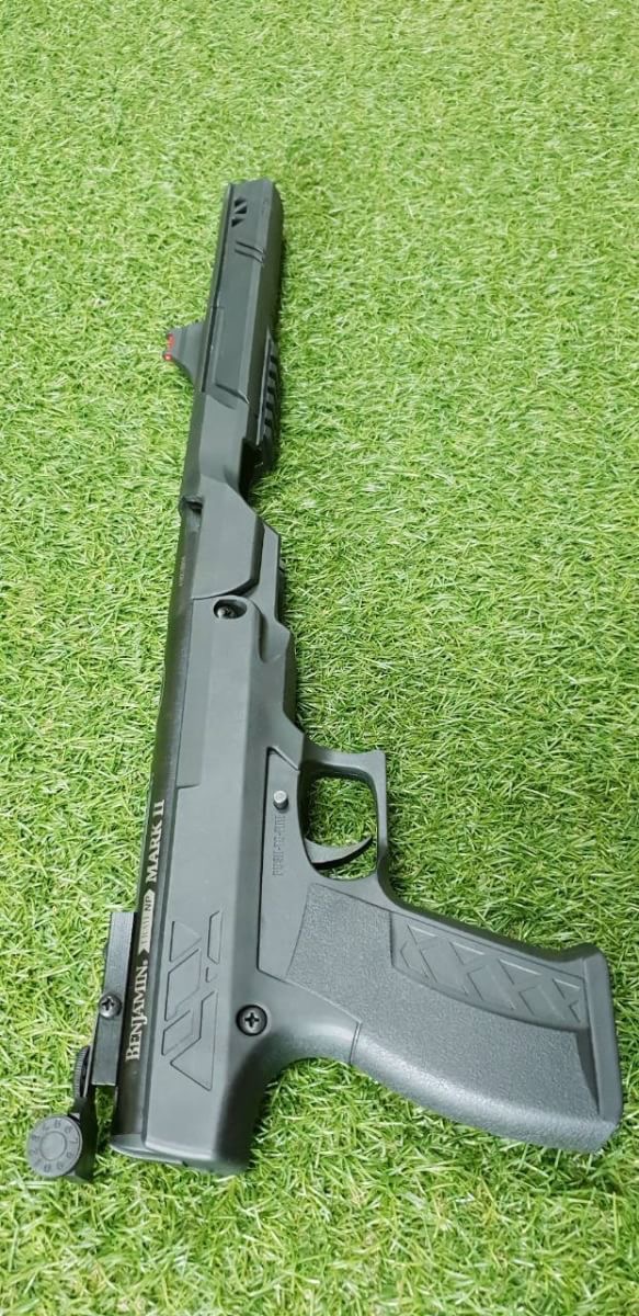 ปืนอัดลมสั้นระบบหักลำ ปืนอัดลมBenjamin ปืนอัดลมเบอร์1 Benjamin Trail NP Mark II .177cal. Air Pistol ปืนอัดลมเบอร์1 ✔Gun Weight น้ำหนัก 3.44 ✔Overall Length ความยาว 16" ✔Rail รางจับกล้อง 11mm dovetail ✔Mechanism Gas piston
