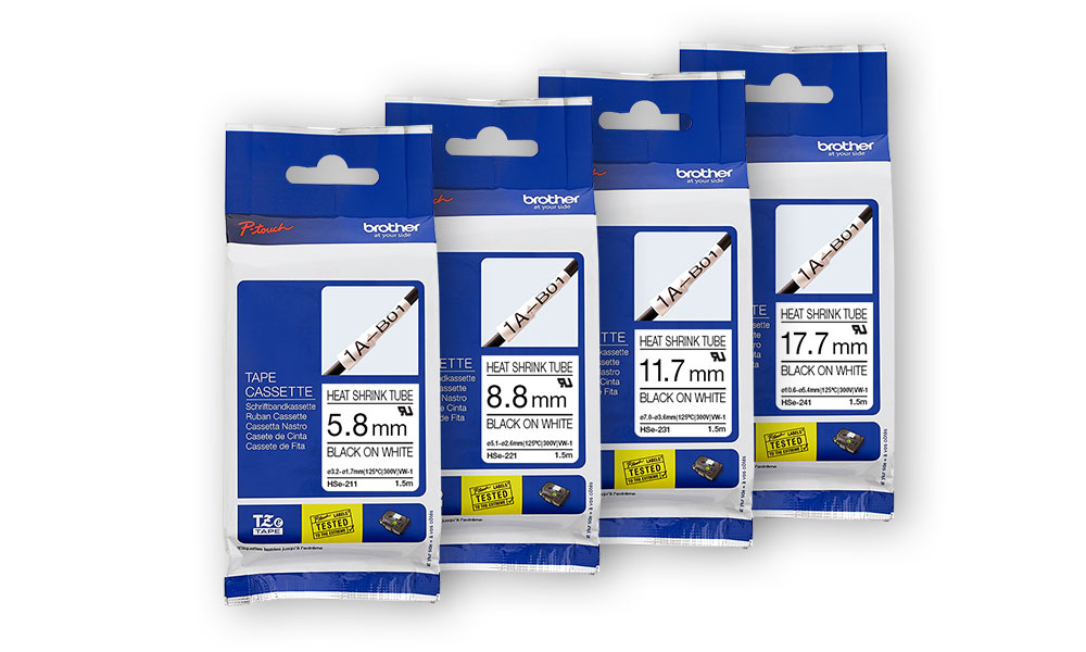 ท่อหดพิมพ์อักษร BROTHER อักษรดำพื้นขาว 17.7 mm for Brother Printer - สำหรับสาย Φ5.4-10.6 mm