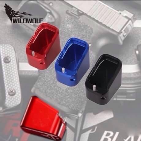 New.TARAN ยุทธวิธีนวัตกรรม-อาวุธฐาน อลูมิเนียม PAD KIT สำหรับ GLOCK The USPA IPSC และ IDPACS กีฬา ส้นแมกอลูมิเนียม cnc. สำหรับปืน GLOCK 9/40 + เพิ่ม 5 นัด ขนาด 9 mm. + เพิ่ม 4 นัด ขนาด .40 สีดำ สีแดง สีฟ้า ราคาพิเศษ