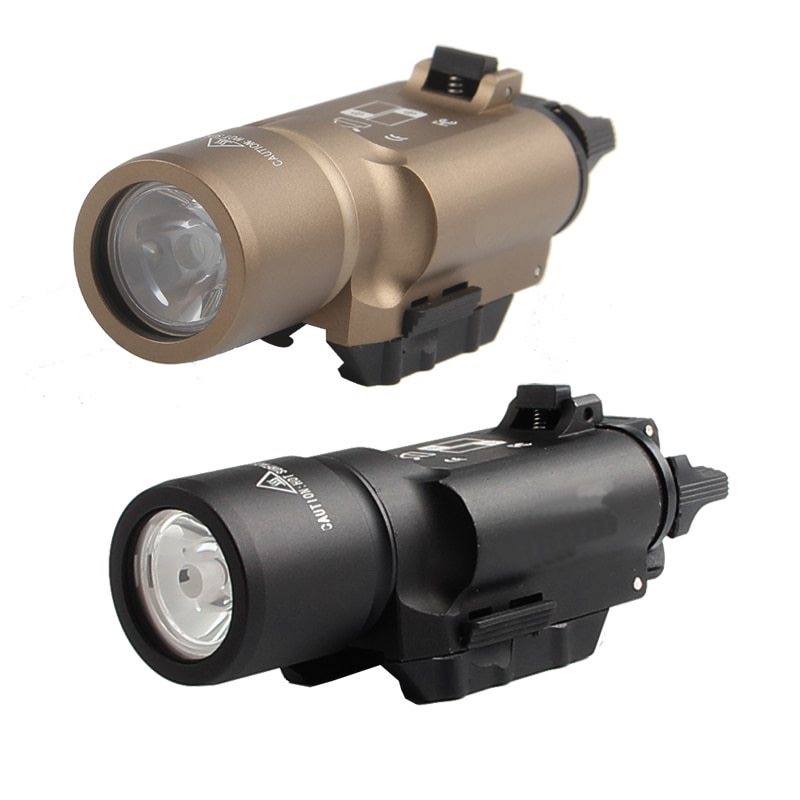 ไฟฉายติดปืน รุ่นX300 ทำจากวัสดุ อลูมิเนียม6061 ระดับความสว่าง 400 Lumen มาตรฐานกันน้ำระดับ IP7 (กันน้ำลึก1เมตร นาน30นาที) สีดำและสีทราย