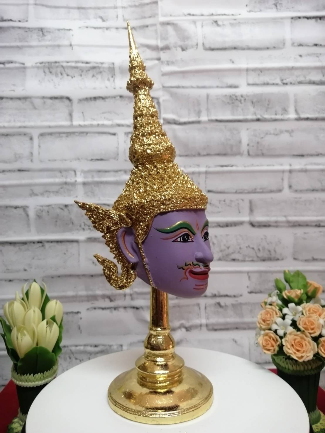 เศียรครู พระนารายณ์ ขนาด 5 นิ้ว พร้อมฐานปิดทอง