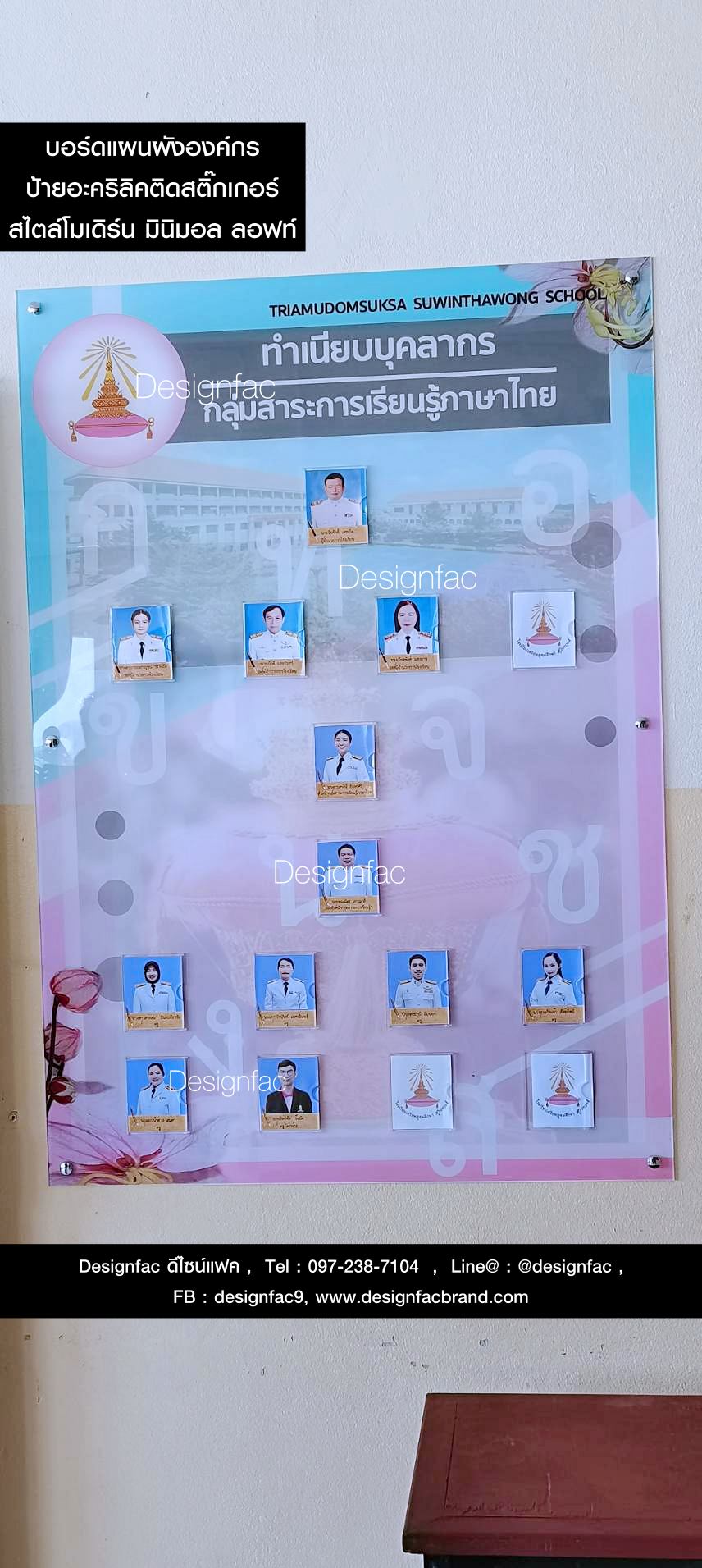 แผนผังบุคลากร ป้ายแผนผังองค์กร ป้ายผังองค์กร บอร์ดองค์กร บอร์ดออแกร์ไนซ์เซอร์ สไตล์โมเดิร์น มินิมอล