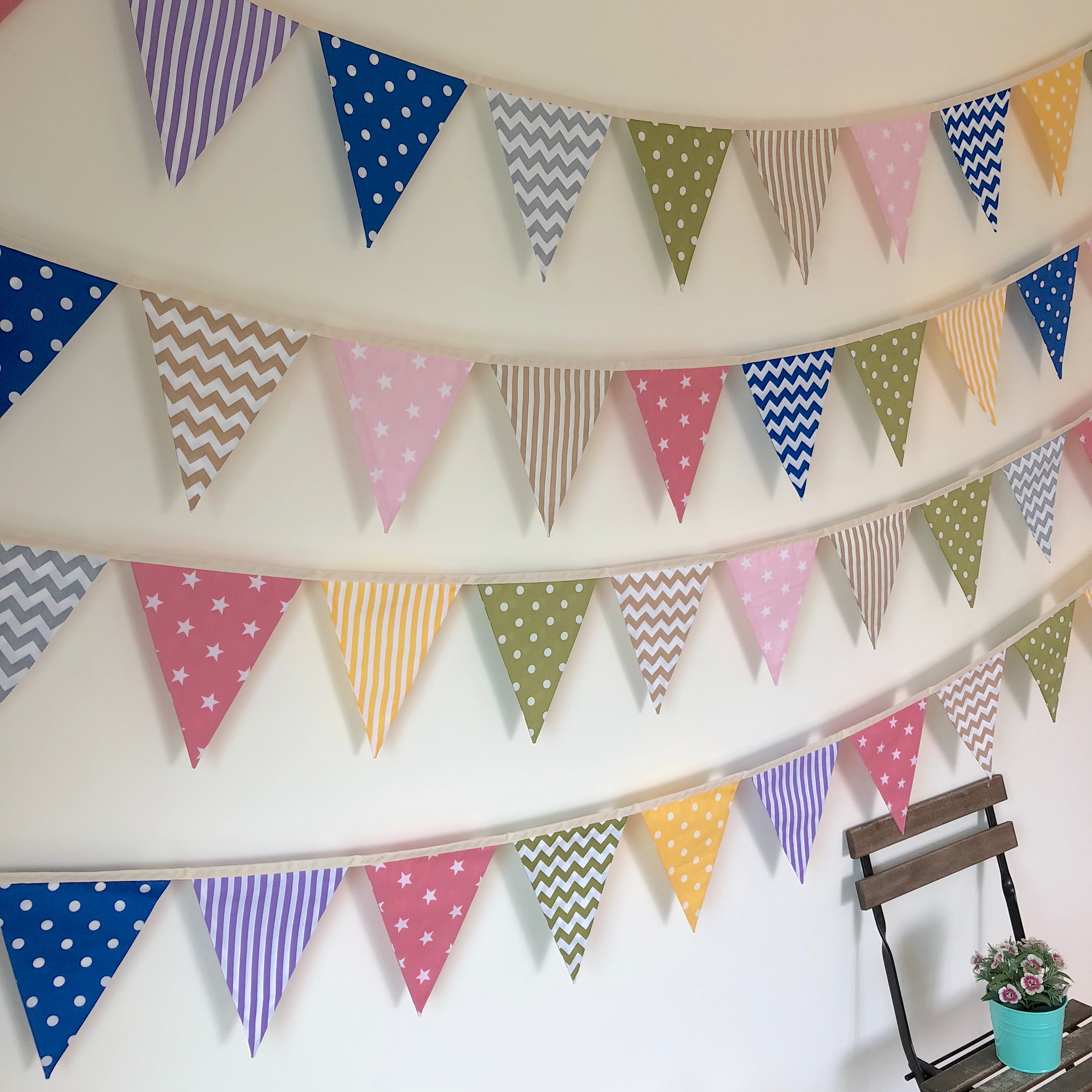 ธงผ้าสีพาสเทล ผ้าคอตตอนชนิด100%