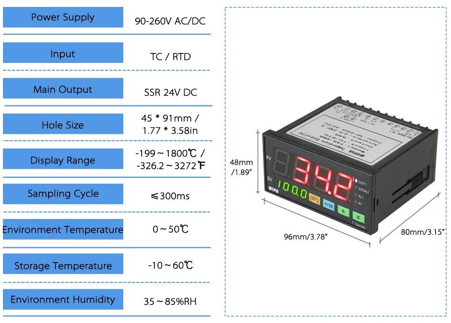 เครื่องควบคุมอุณหภูมิ Temp. Controller MYPIN TA8-SNR ไฟเลี้ยง 220VAC