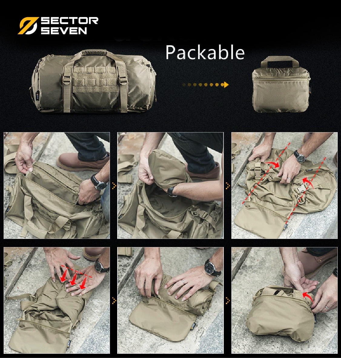 (clapping hands)สินค้าใหม่ค่ะ (fire)Sector Seven Duffel bag 🍁 ผลิตจากผ้า 400D เกรดคุณภาพ 🍁 วัสดุทนทานต่อรอยขีดข่วน กันละอองน้ำได้ 🍁 Molle webbings สำหรับร้อยอุปกรณ์ 🍁 มีแผ่น Velcro ติด patch 🍁 Weight 450 g. , Capaci