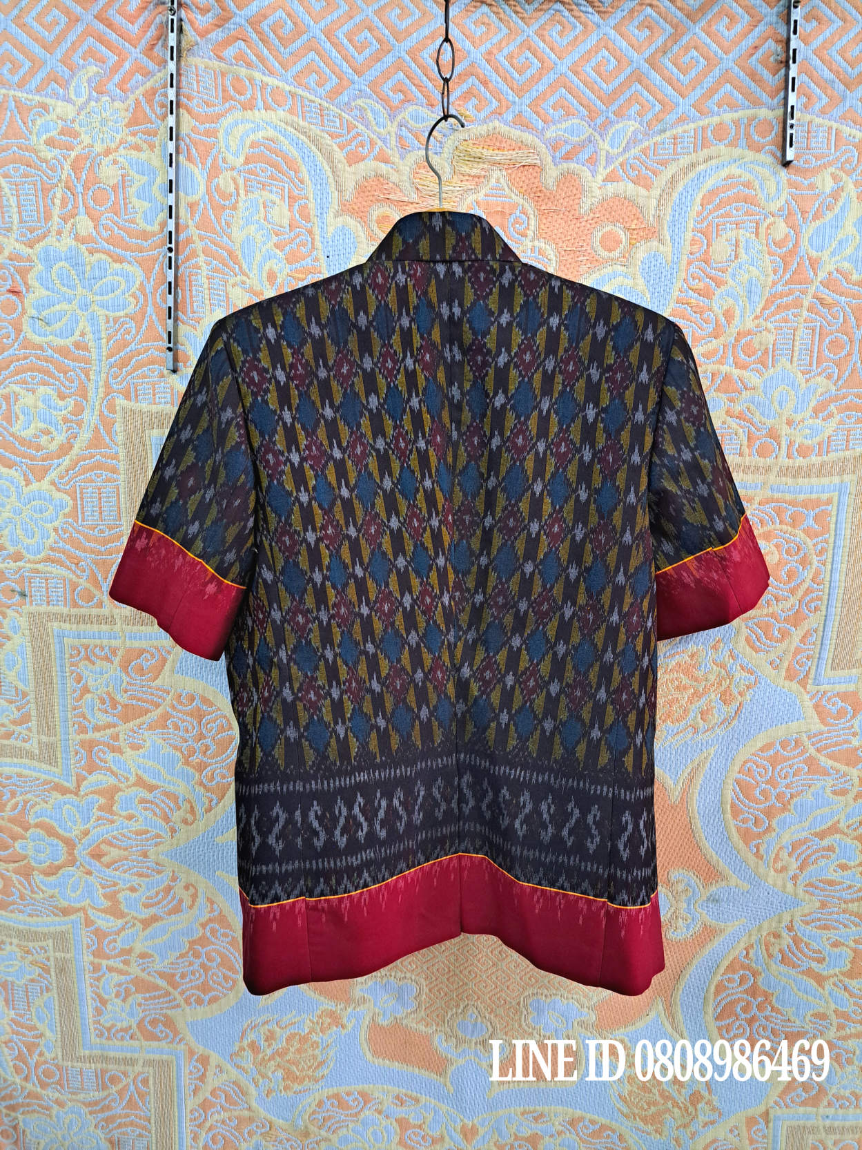 เสื้อสูทชายผ้าฝ้ายมัดหมี่แท้มัดหมี่ตีนแดงทอมือ เสื้อสูทชายฝ้ายแท้ สูทผ้าไทยชาย ซาฟารีผ้าไหมชาย สูทผ้าฝ้ายมัดหมี่ตีนแดง,สูทผ้าไทย ซาฟารีชาย ตามภาพ M
