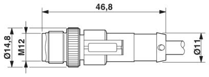 สายพร้อม CONNECTOR PHOENIX CONTACT 4 ขา ตัวเมีย แบบตรง M12 ยาว 3 m.