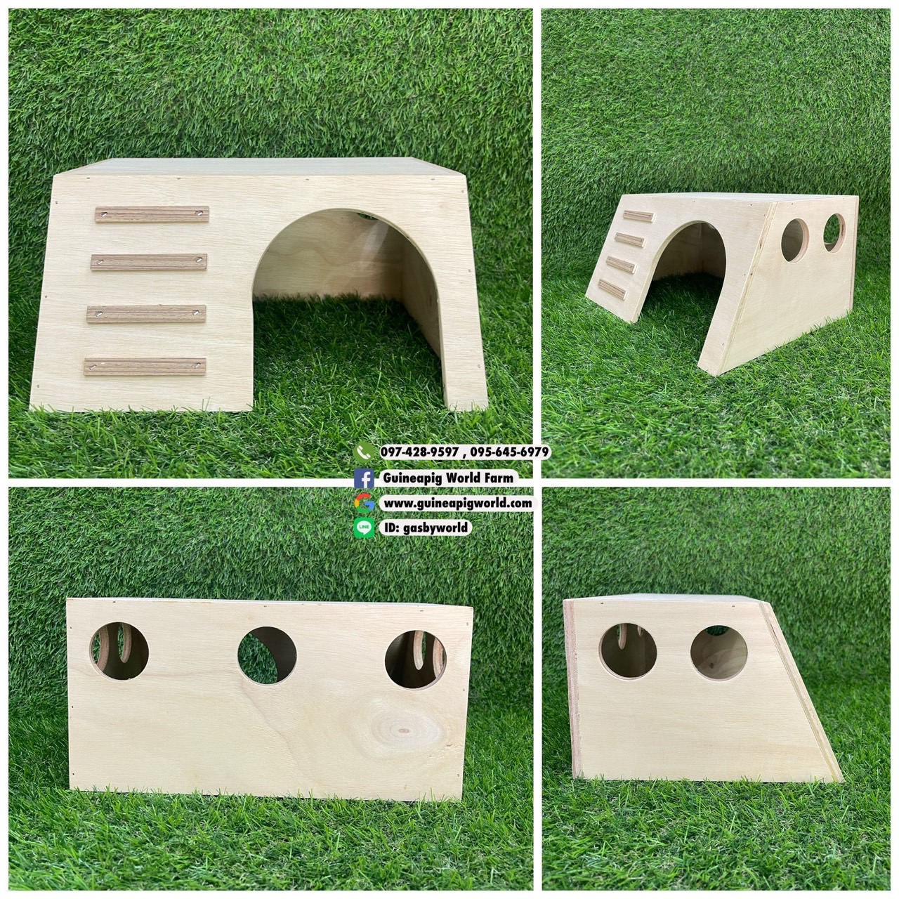 WH-003 บ้านโพรงเฉียงใหญ่สำหรับสัตว์เล็ก W.30XL.23(16)H.16.5cm.