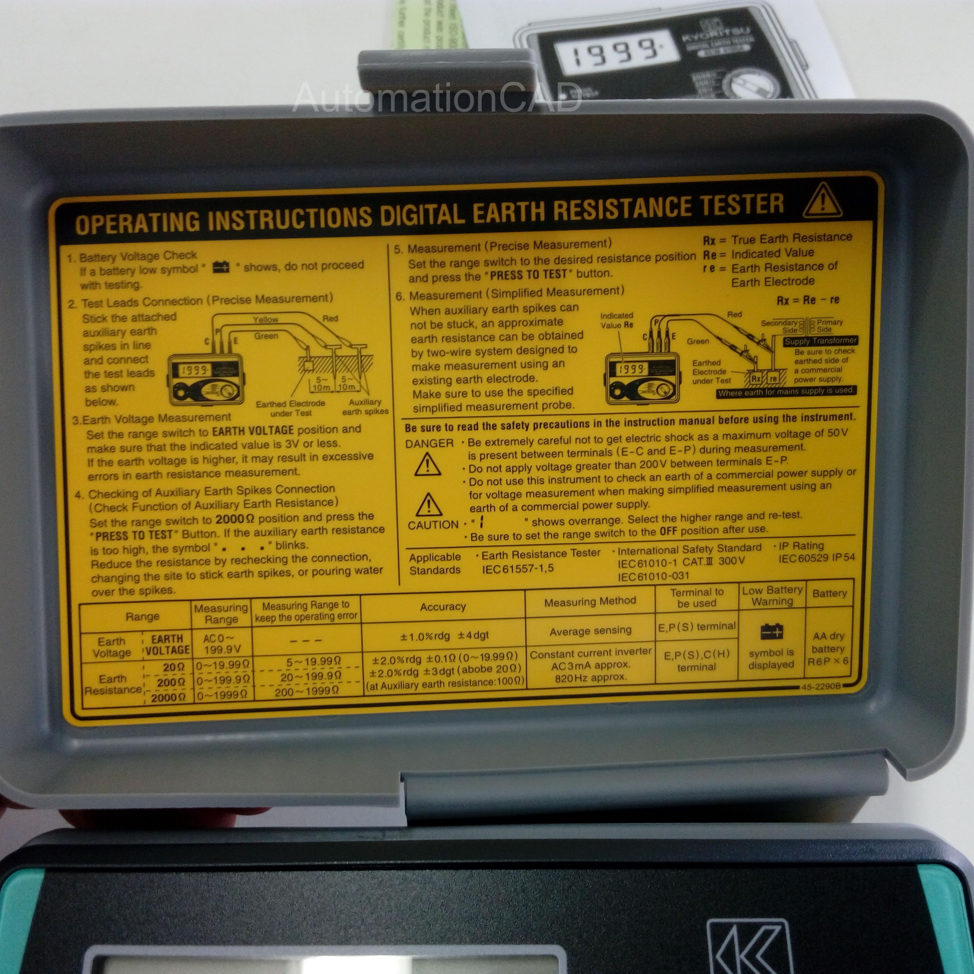 มิเตอร์วัดค่าความต้านทานดิน 4105A ครบชุด KYORITSU Earth Tester รุ่น KEW4105A