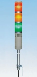 Tower Light TEND ไฟ 3 ชั้น แดง/เขียว/ส้ม แบบก้าน 50mm. 24V ไฟต่อเนื่อง-กระพริบ พร้อมออด