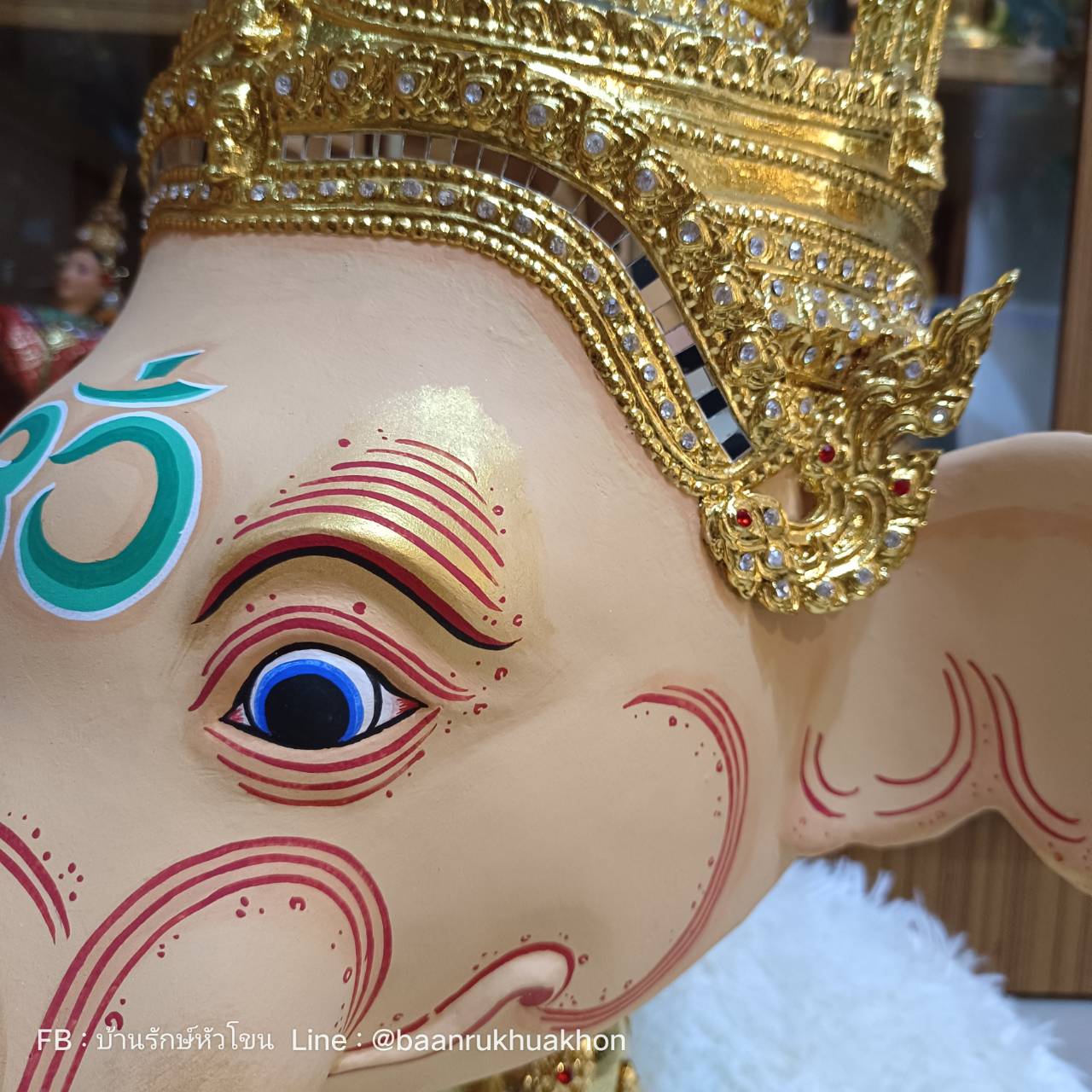 เศียรครู พระพิฆเนศ (หน้าสีเนื้อ) ขนาดครอบ เกรดพรีเมี่ยม