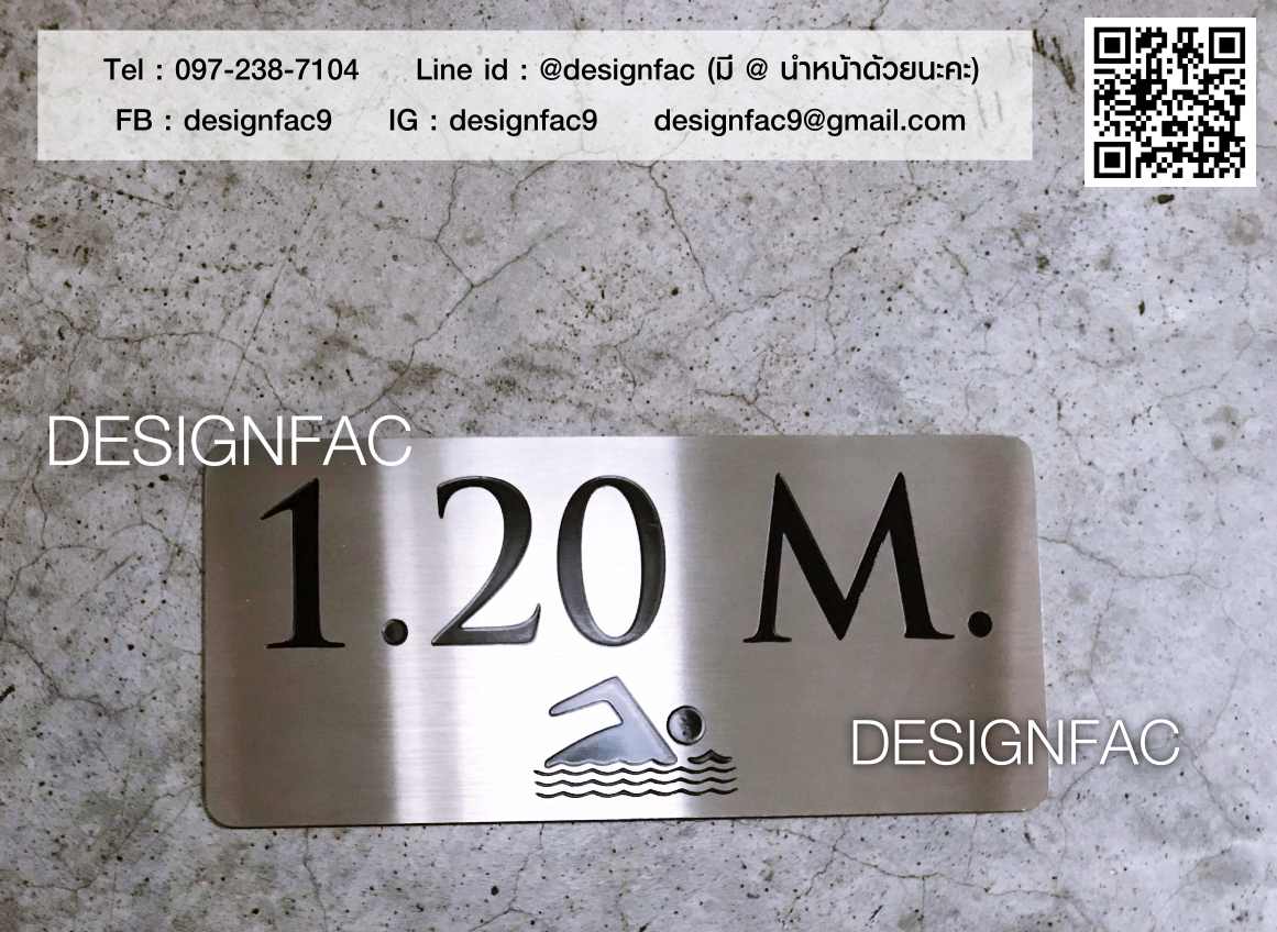 ป้ายบอกความลึกสระว่ายนำ้ ป้ายความลึกสระ โมเดิร์น มินิมอล