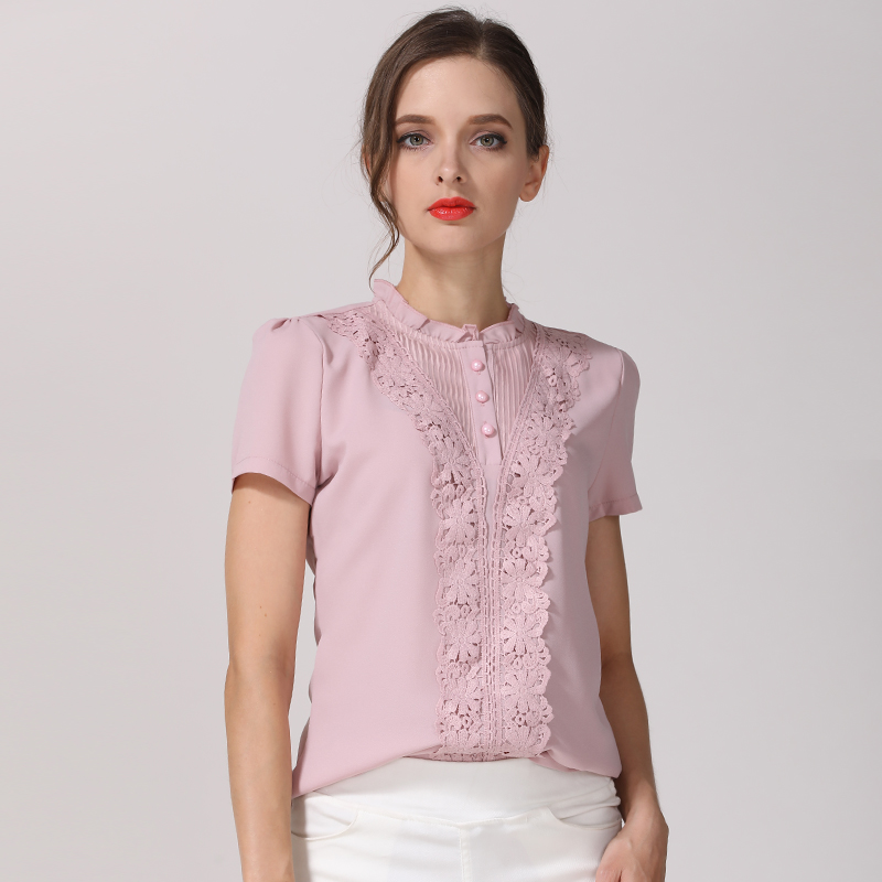 เสื้อลูกไม้สไตน์เกาหลีพร้อมส่ง #เสื้อลูกไม้แต่งเกล็ดระบายด้านหน้า #เสื้อทำงานเกาหลี #เสื้อสมัครงาน #ชุดสมัครงาน #เสื้อใส่กับผ้าถุง #เสื้อใส่กับผ้าซิ่น ชมพูกระปิ FREE SIZE