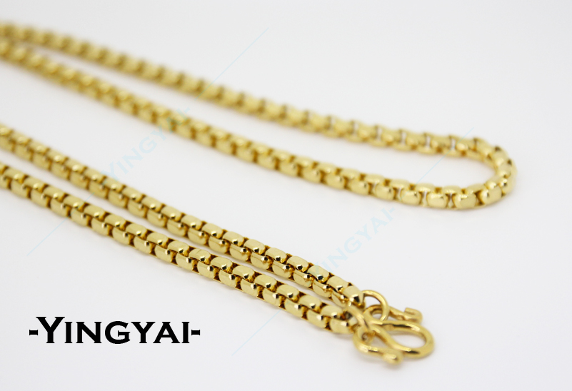 สร้อยคอสแตนเลส สีทองแบบเหลี่ยม 4.5mm