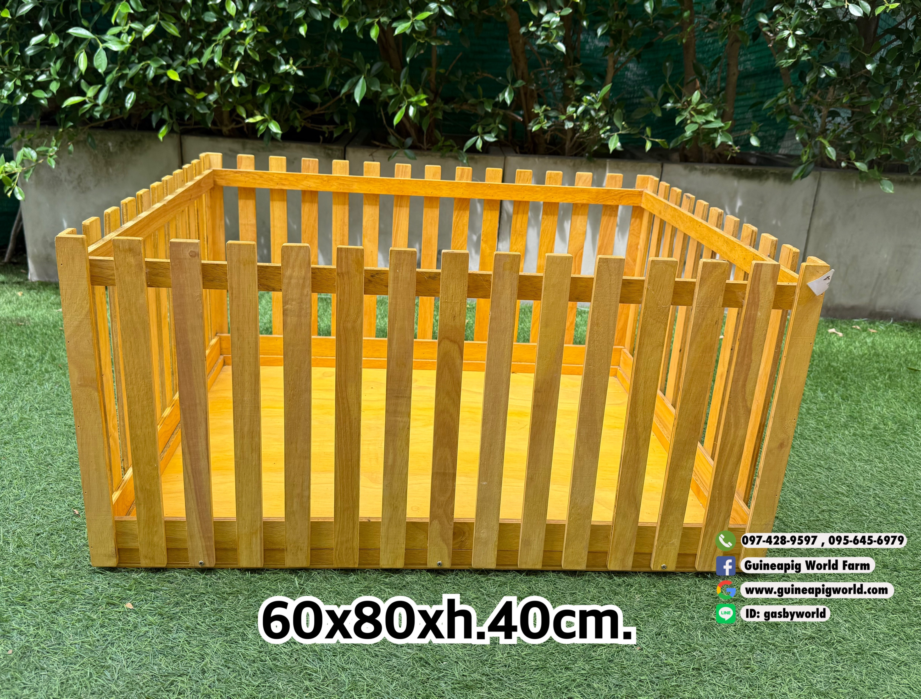 #4 รั้วไม้พร้อมพื้นพับได้ 60X80Xh.40cm.ตอนส่งพับไปมีน็อตให้ค่ะ