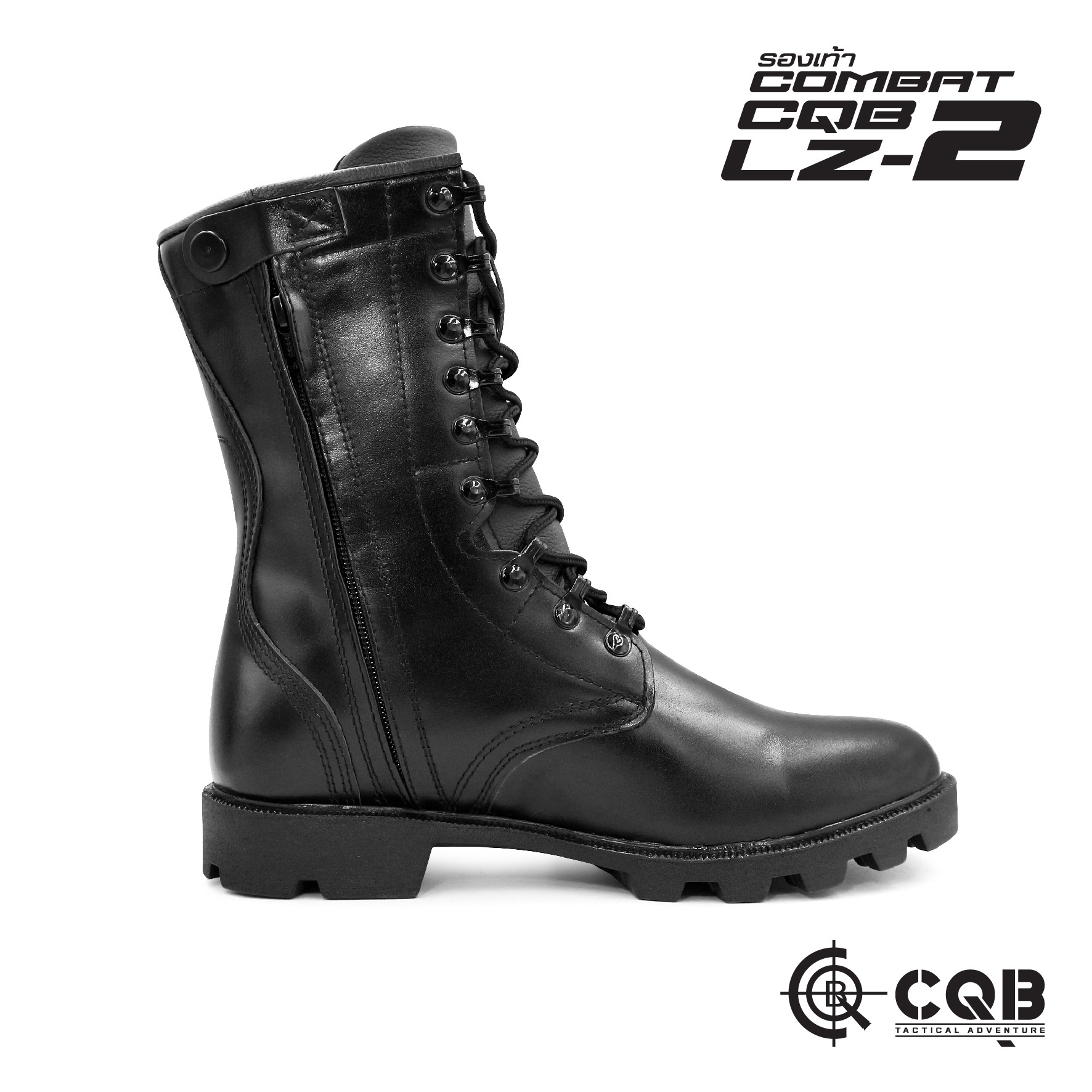 รองเท้า Combat CQB รุ่น LZ-2# (ซิปข้าง) -มีซิปข้าง เพื่อความสะดวก ในการสวมใส่ -ตาไก่ปลดไว 9 รู ความสูงจากพื้น 10 นิ้ว -น้ำหนักเบา หนังมีความนุ่มใส่สบาย -รองพื้นนิ่ม ใส่ไม่เจ็บเท้า -ขัดหรือวนน้ำ ขึ้นเงาได้ง่าย -เย็บพื้นด้านนอก และ ยึดน๊อตด้าน -ในพื้นรองเท้