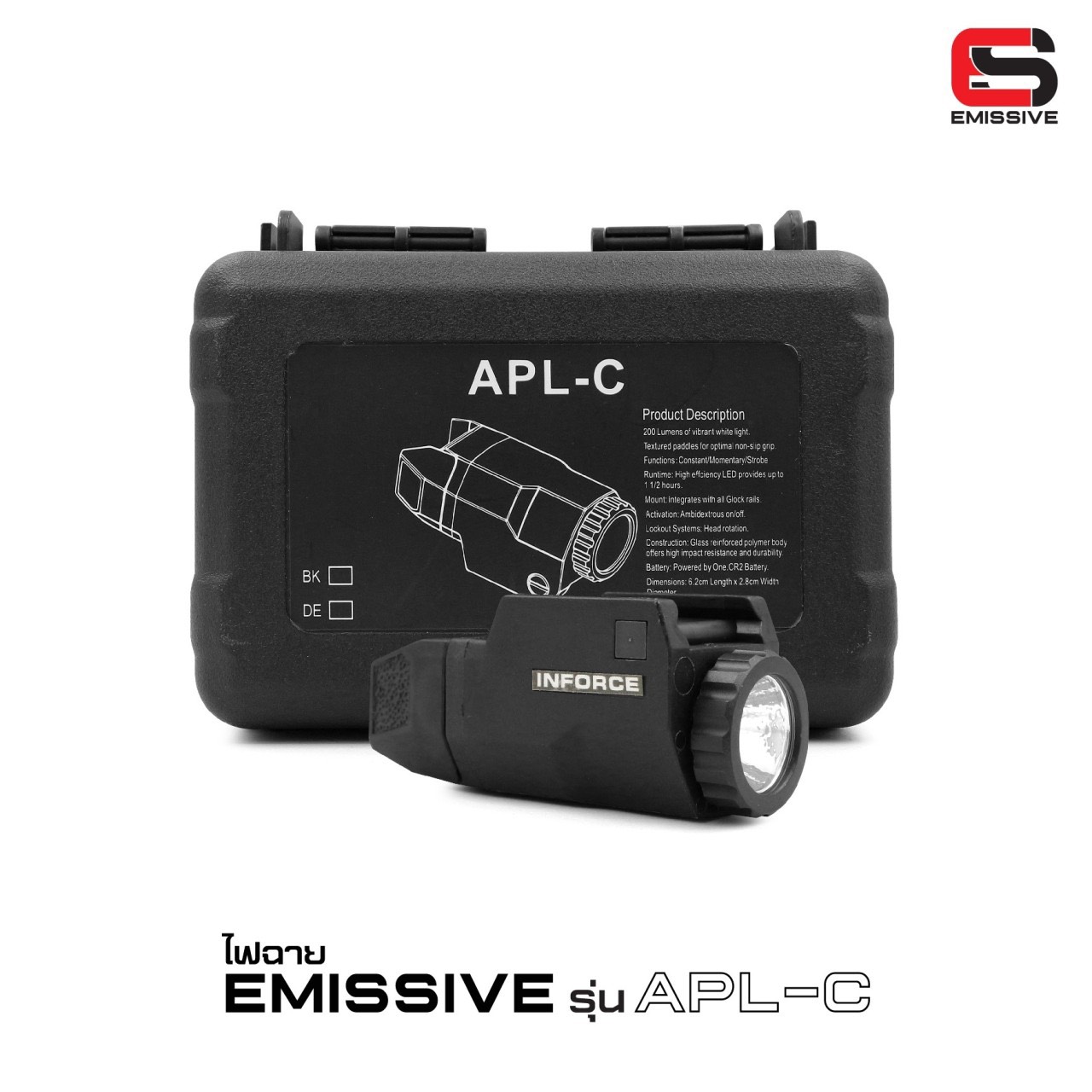 (clap)สินค้าเข้ามาแล้วค่ะ (fire)ไฟฉาย Emissive รุ่น APL-C ตัวสั้น 🍁 ตัวเรือนผลิตจาก Polymer เกรดคุณภาพ 🍁 หลอด LED ความสว่าง 200 lumens 🍁 2 functions : Constant / Strobe Runtime : 1-1.5 hours. Battery : 1 * CR2 Battery ( แถมฟรี ) Di
