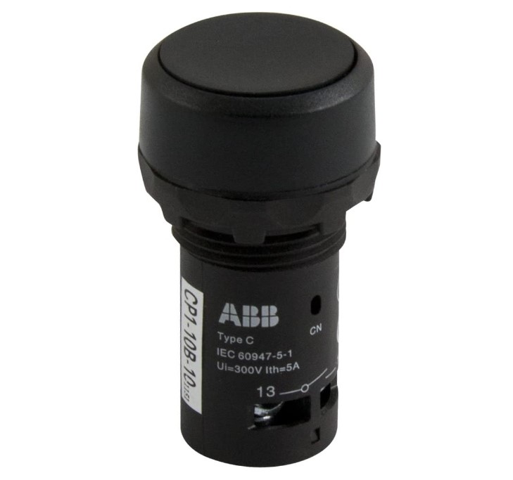 ปุ่มกด ABB Push Button Switch 1NO สวิตซ์กดเด้งกลับ รู 22 mm สีดำ