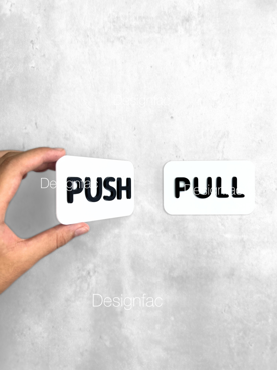 ป้ายดึง ป้ายผลัก ป้ายสัญลักษณ์ผลักดึง ป้ายอะคริลิคสวยๆ นูนมีมิติ สไตล์โมเดิร์น มินิมอล ลอฟท์