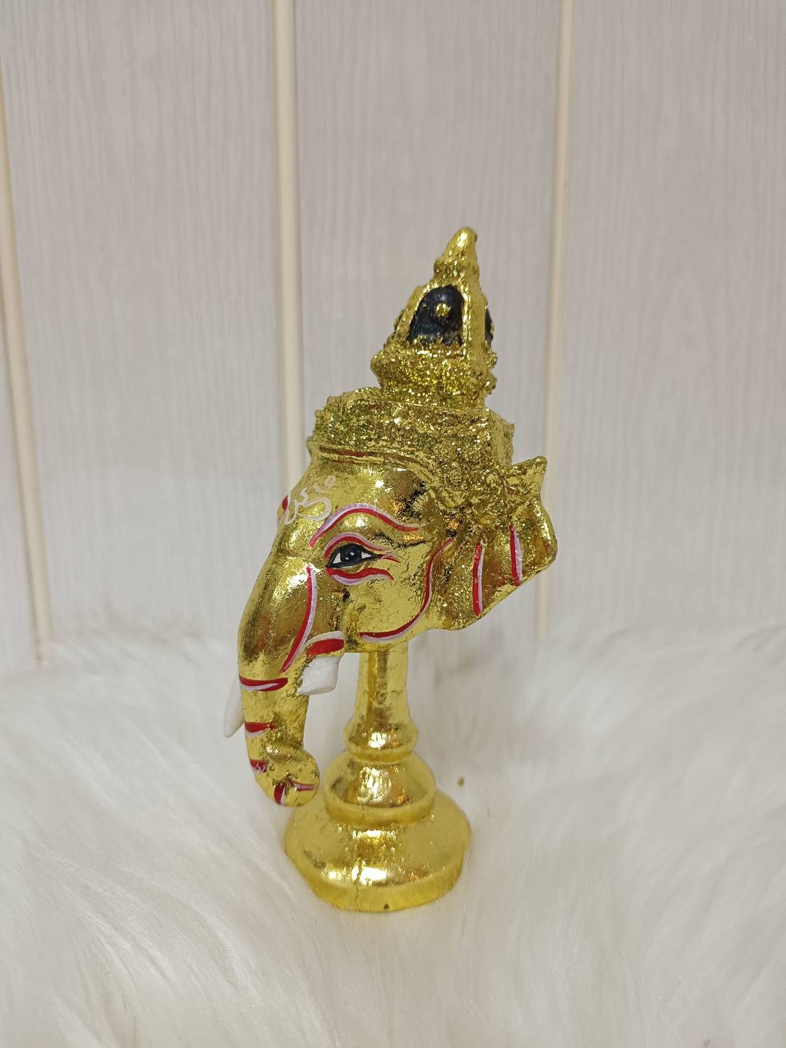 พระพิฆเนศ ขนาดจิ๋ว ขนาดตั้งหน้ารถ พร้อมฐานปิดทอง (สีทอง)