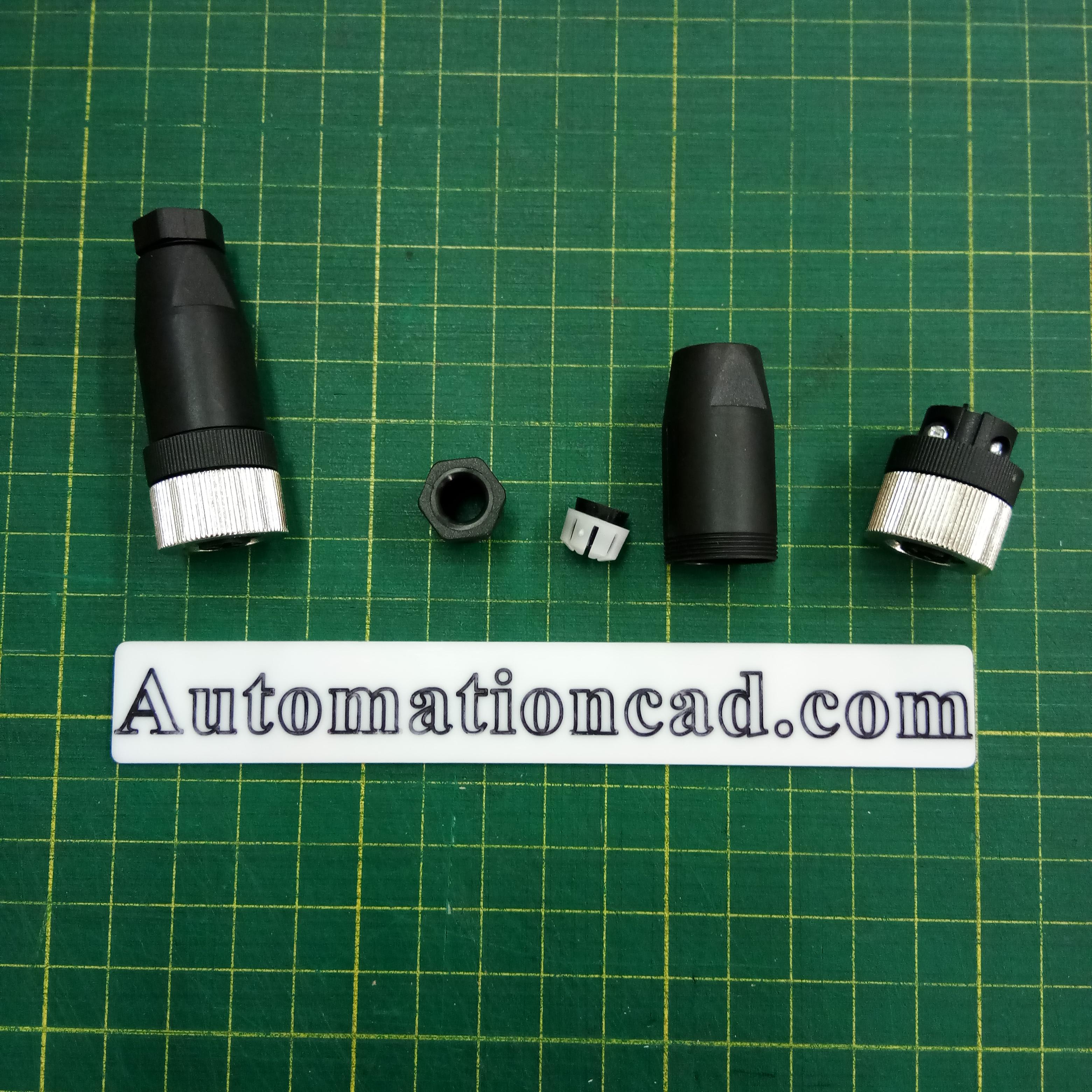 หัวคอนเนคเตอร์ M12 4Pins แบบตรง ตัวเมีย Connector