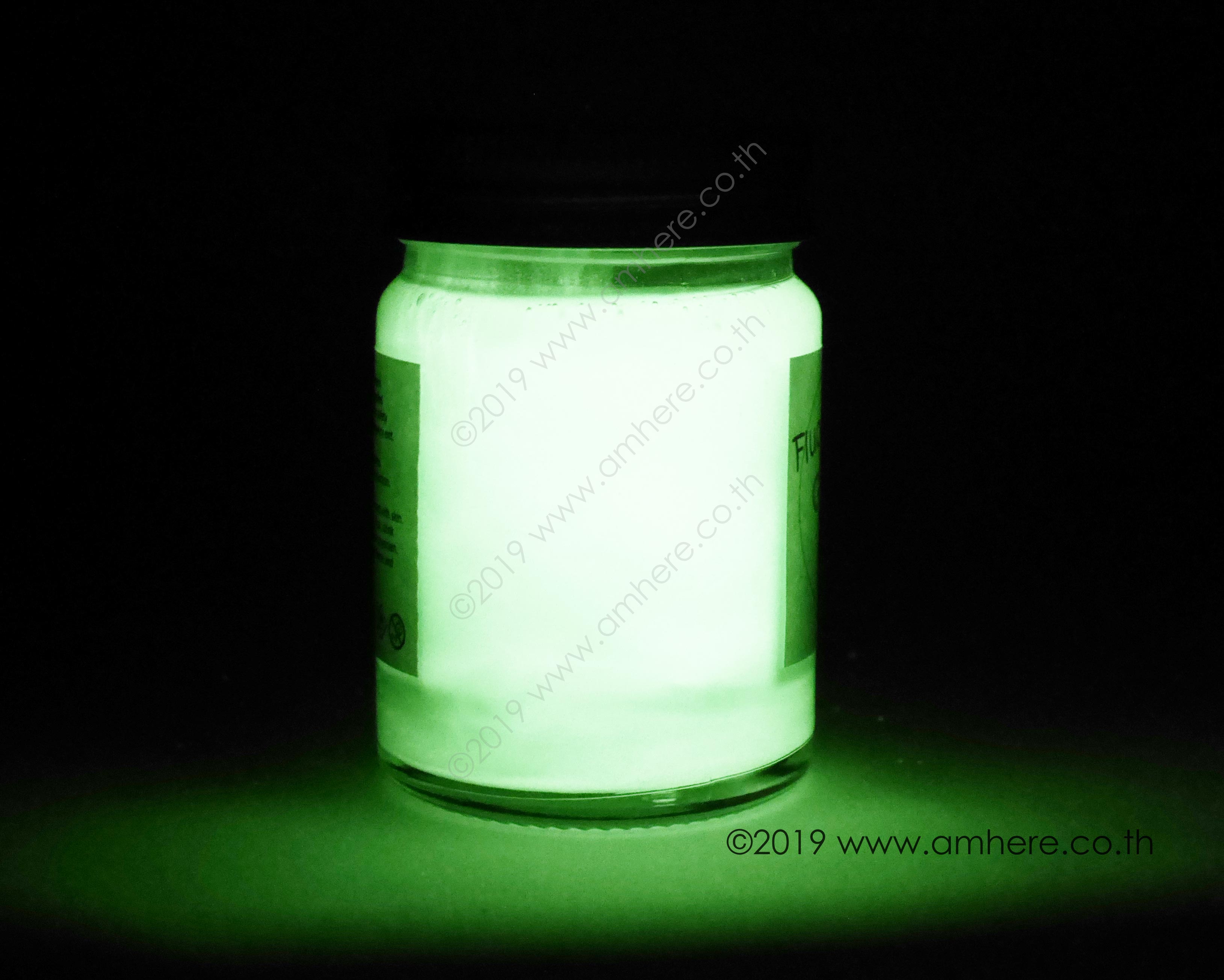 Fluo / Neon Glow Paint GREEN 35ml (Glow in the Dark): สีฟลูออเรสเซ้นท์เรืองแสงสีเขียว solvent based