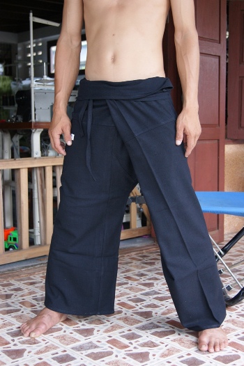 กางเกงชาวเล กางเล กางเกงสะดอ เตี่ยวสะดอ กางเกงสะปาสีดำ Fisherman pants