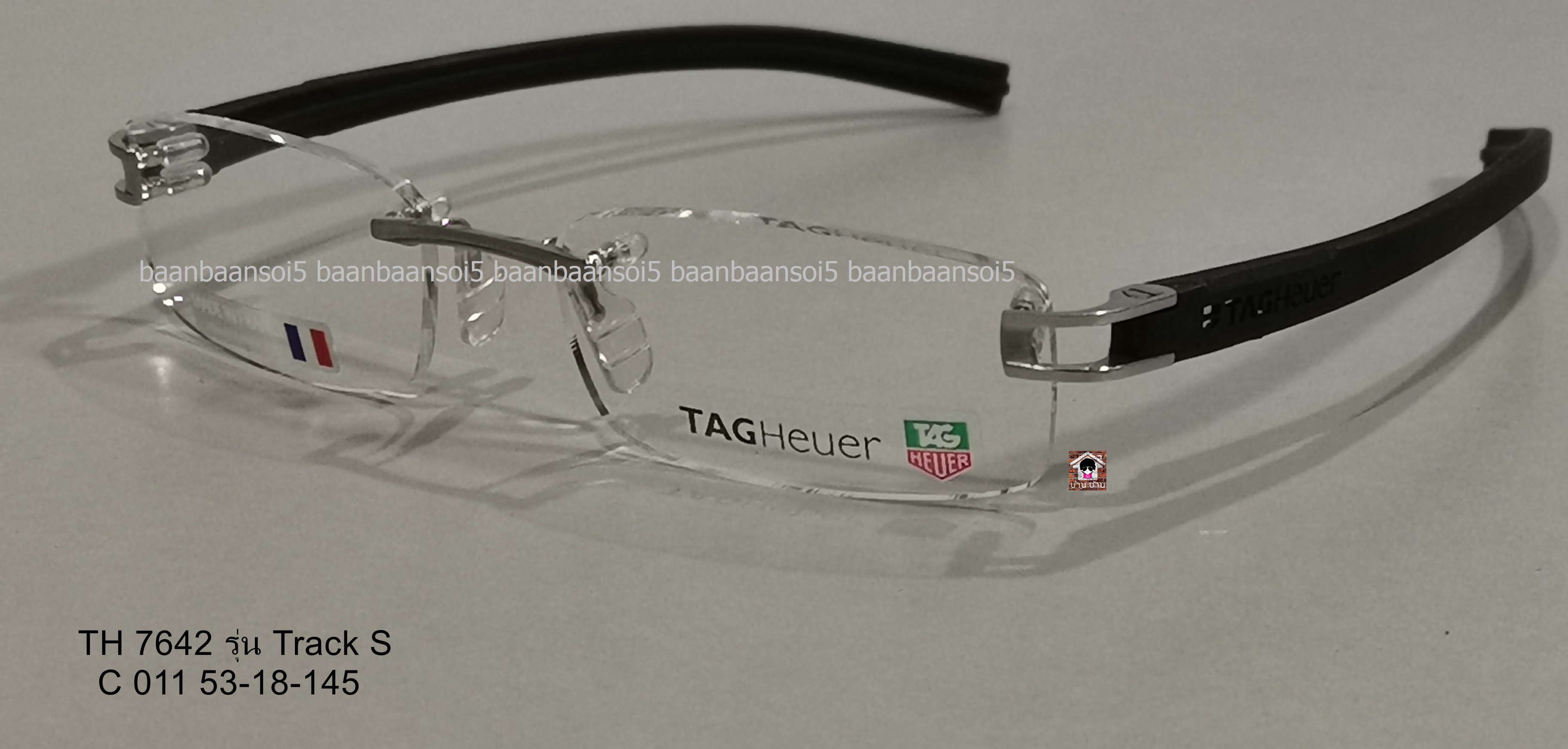 TAG HEUER TH 7643 รุ่น Track S C 011 เงินด้าน-ขาดำด้าน โปรโมชั่น กรอบแว่นตาพร้อมเลนส์ HOYA ราคา 8,900 บาท